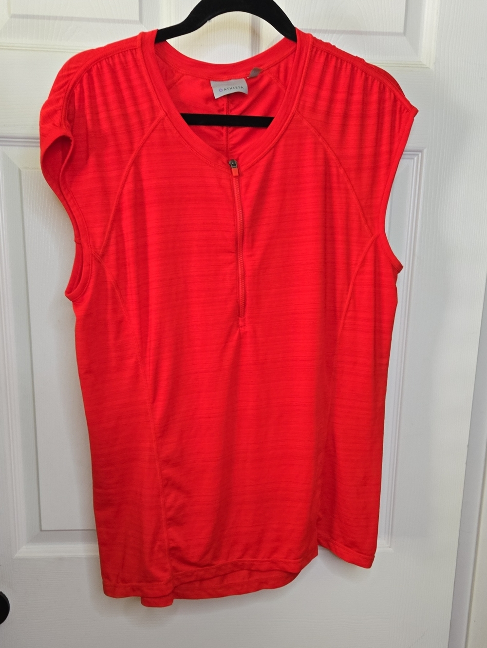 Athleta Bright Red Sleeveless Zip Athletic Tank